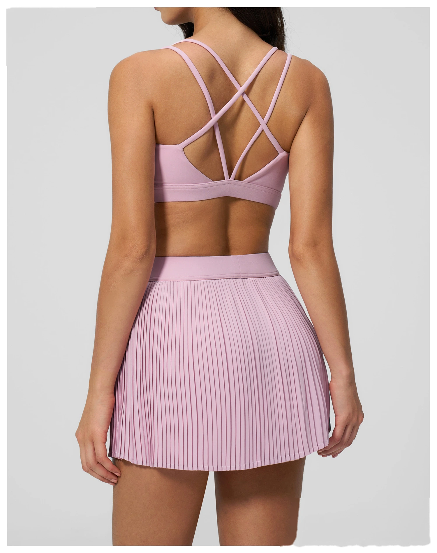 Women's Yoga Outfit Set, Sexy Beauty Back Sports Bra and Quick Dry Fitness Tennis Skirt Workout Suit detail