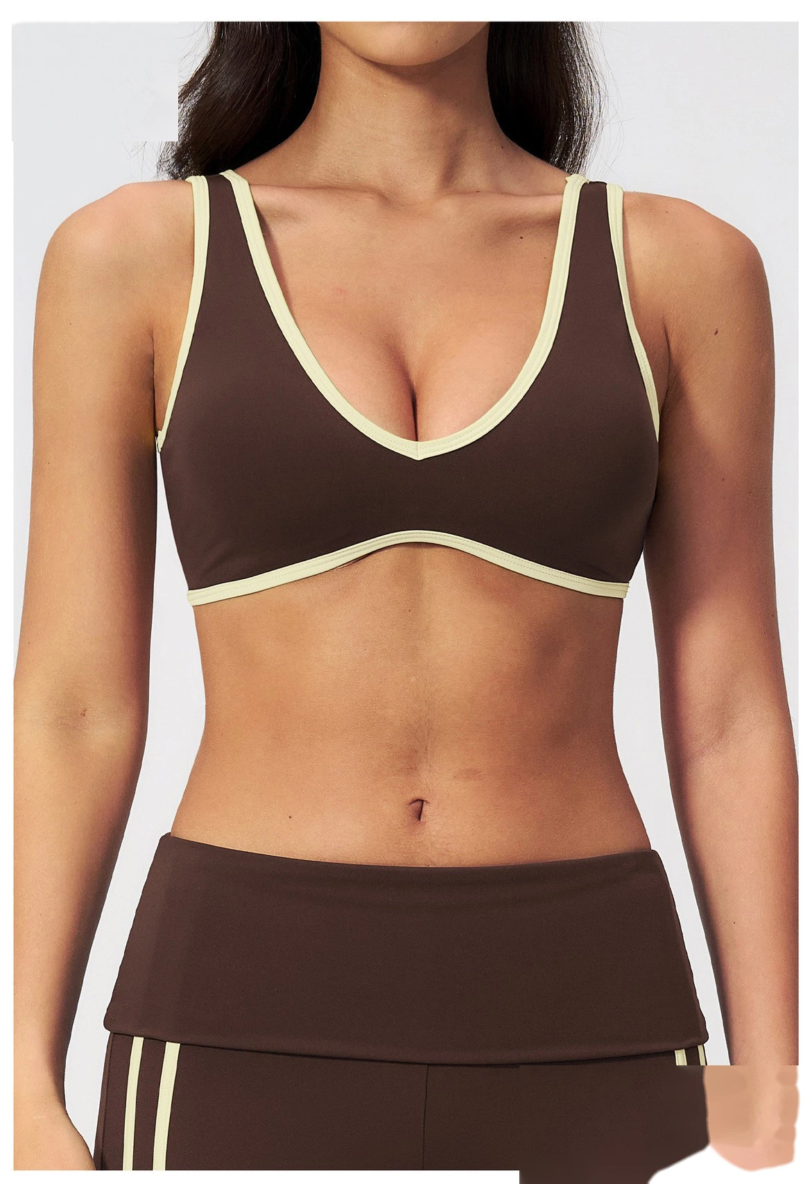 Women Color Block Open Back Sports Bra, Quick Dry Breathable Outdoor Workout Yoga Athletic Bra detail