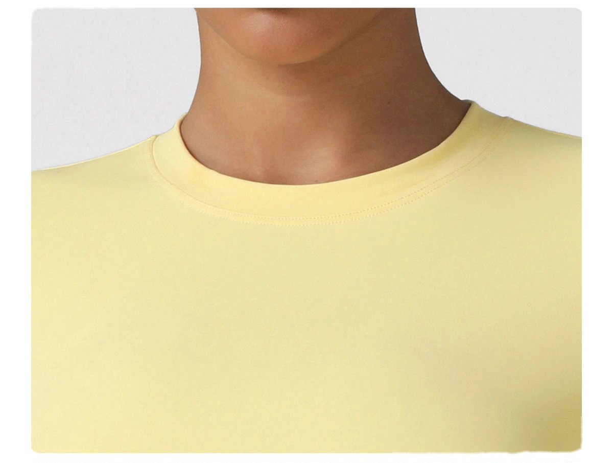 Customized autumn tight high elastic round neck long sleeve T-shirt running outdoor sports yoga top woman detail