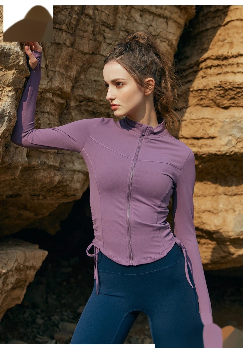 Custom autumn and winter yoga clothes women's jacket quick-drying coat tight-fitting long-sleeved sportswear detail