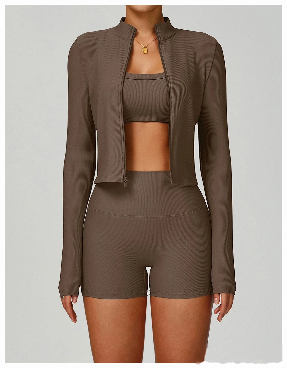 Custom-made stand-up collar slim yoga coat slim outdoor coat running fitness coat detail