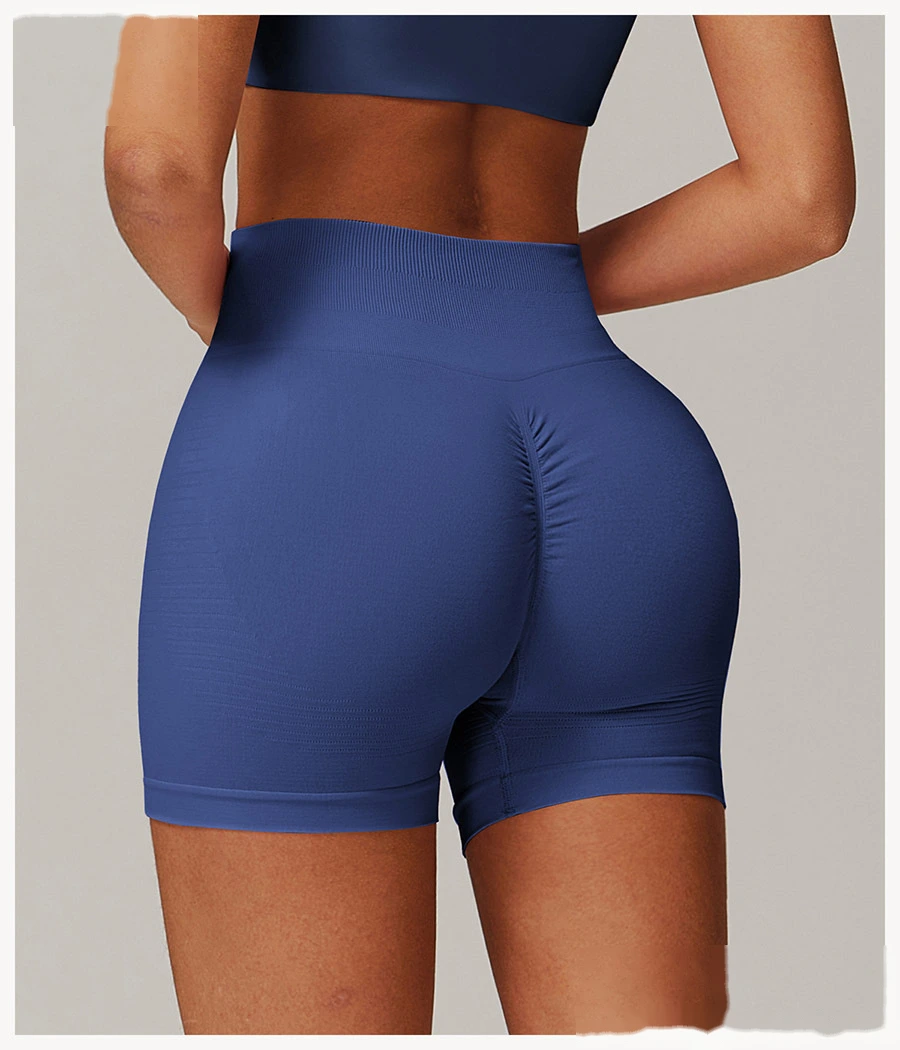 Custom Seamless High-Waisted Yoga Shorts - Women’s Butt-Lifting Peach Hip Tight Fitness Running Shorts detail