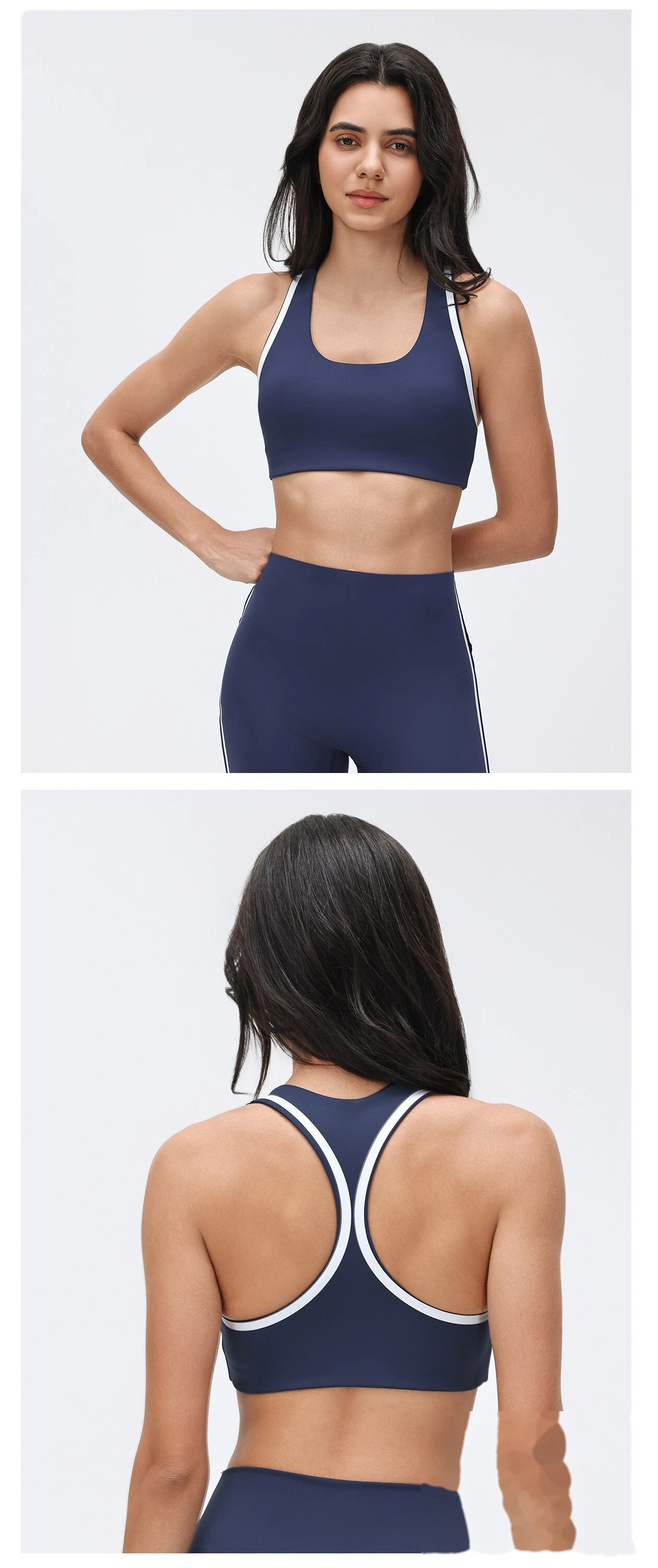 Custom Women's High-Impact Color Block Sports Bra - Beauty Back Padded Yoga Running Fitness Tank Top detail