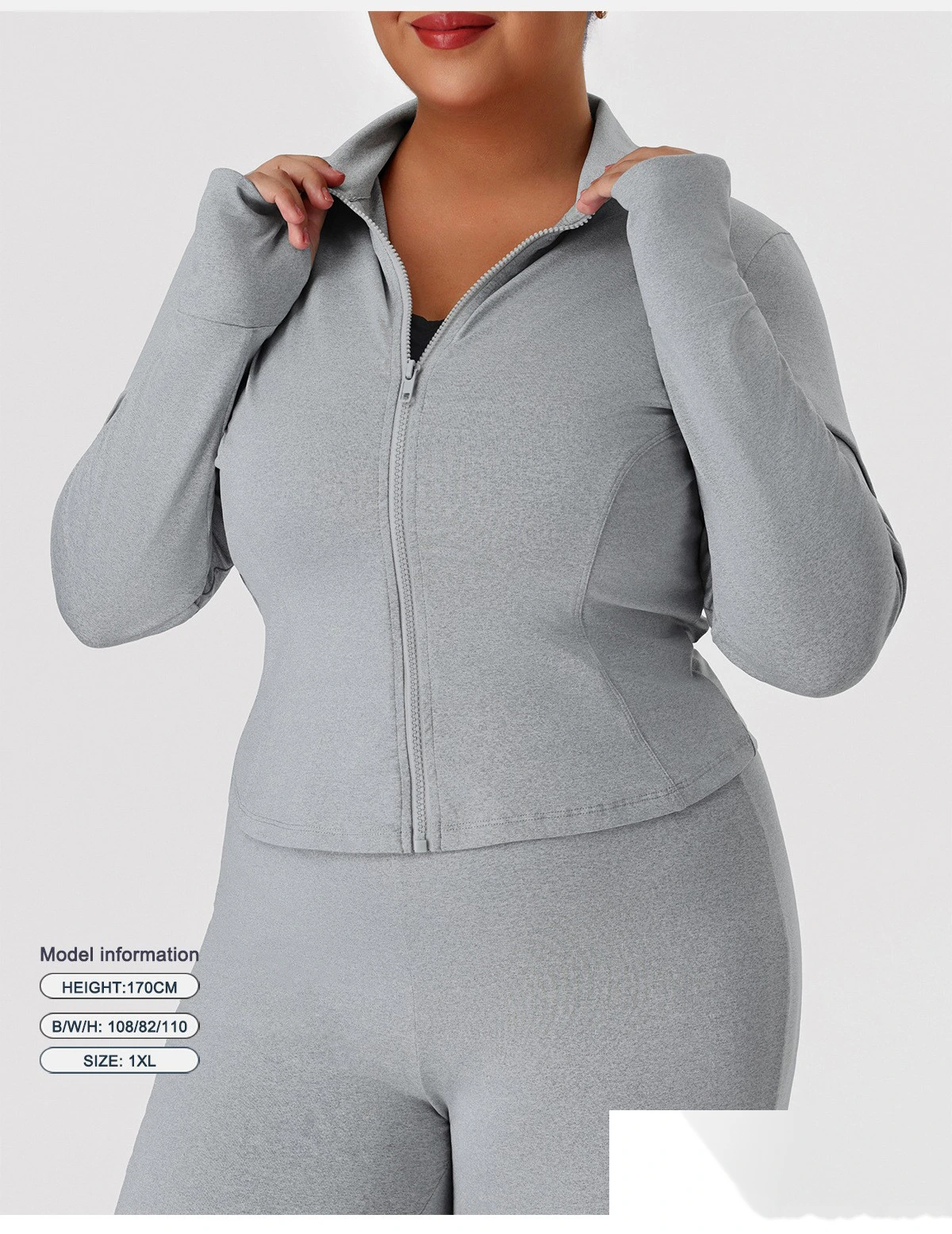 Custom US/EU Plus Size Yoga Coat | Winter Warm Sports Top, Outdoor Running Fitness Jacket detail