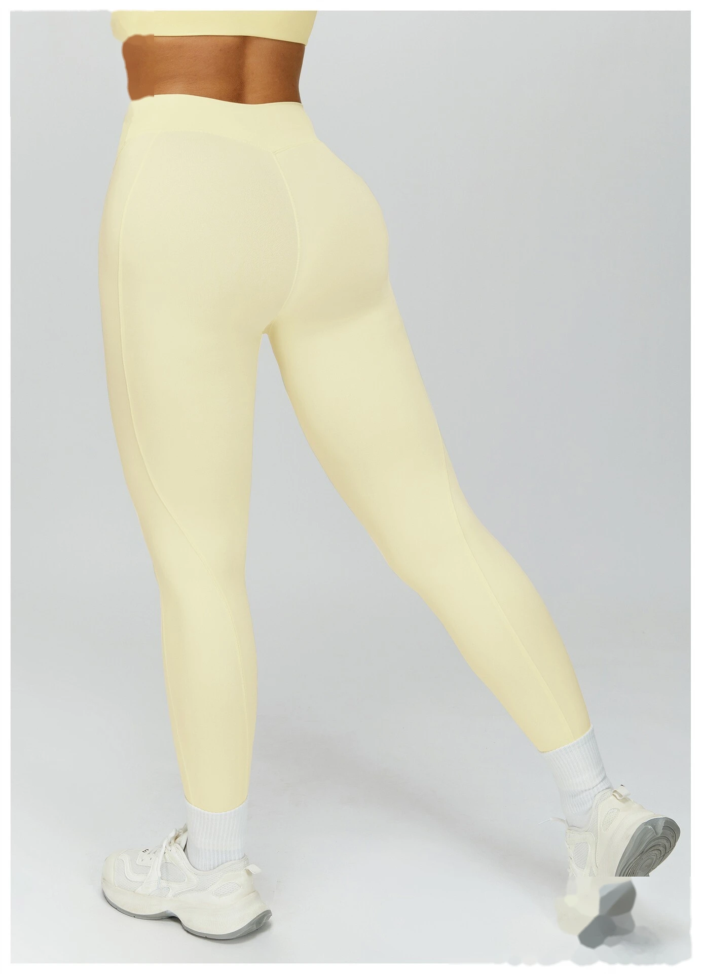 Custom Women’s Naked-Feel Running Leggings - Cross High-Waisted Ruched Tight Yoga Fitness Pants detail