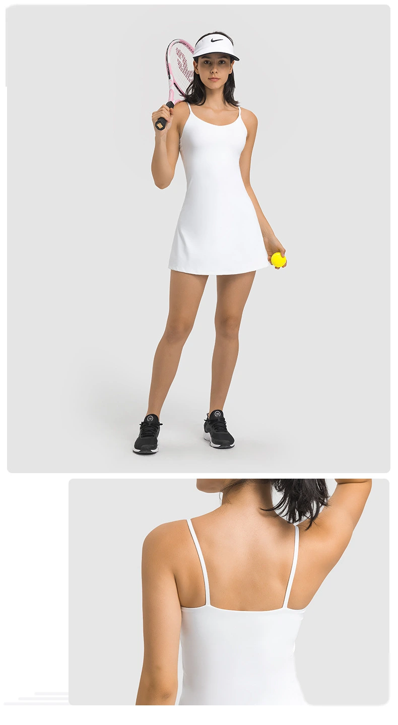 Womens tennis skirts spaghetti straps padded tank top skirt detail
