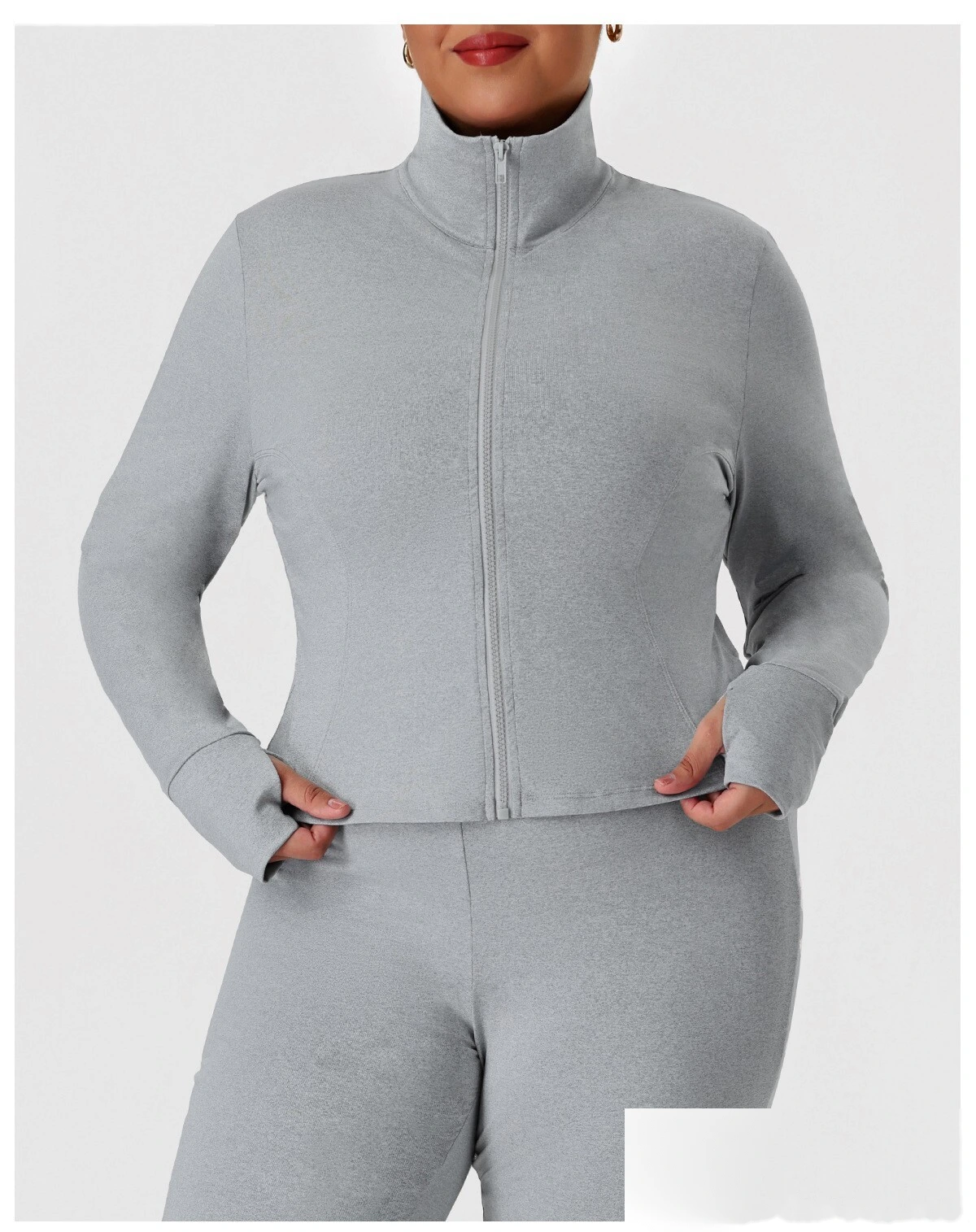 Custom US/EU Plus Size Yoga Coat | Winter Warm Sports Top, Outdoor Running Fitness Jacket detail