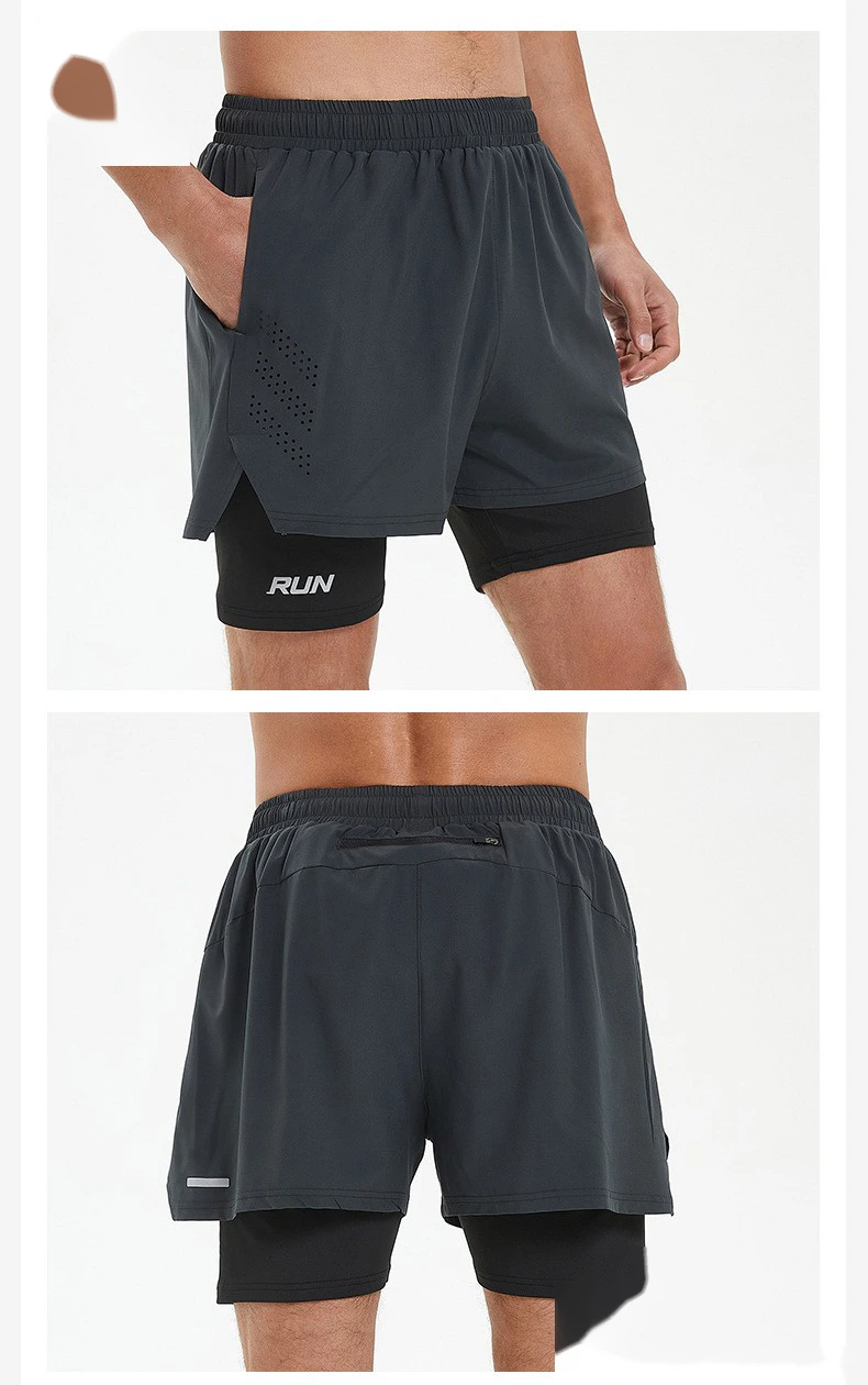 Custom Men's 2-in-1 Workout Shorts Quick Dry Breathable Athletic Shorts for Running Gym Training detail