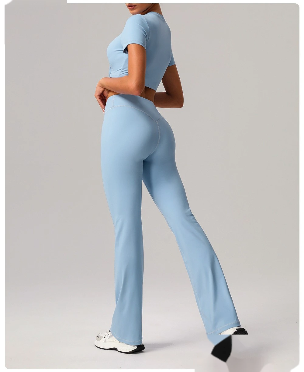 Customized yoga wide-leg pants, high waist, tight hips, horns, abdomen, fitness and leisure pants. detail