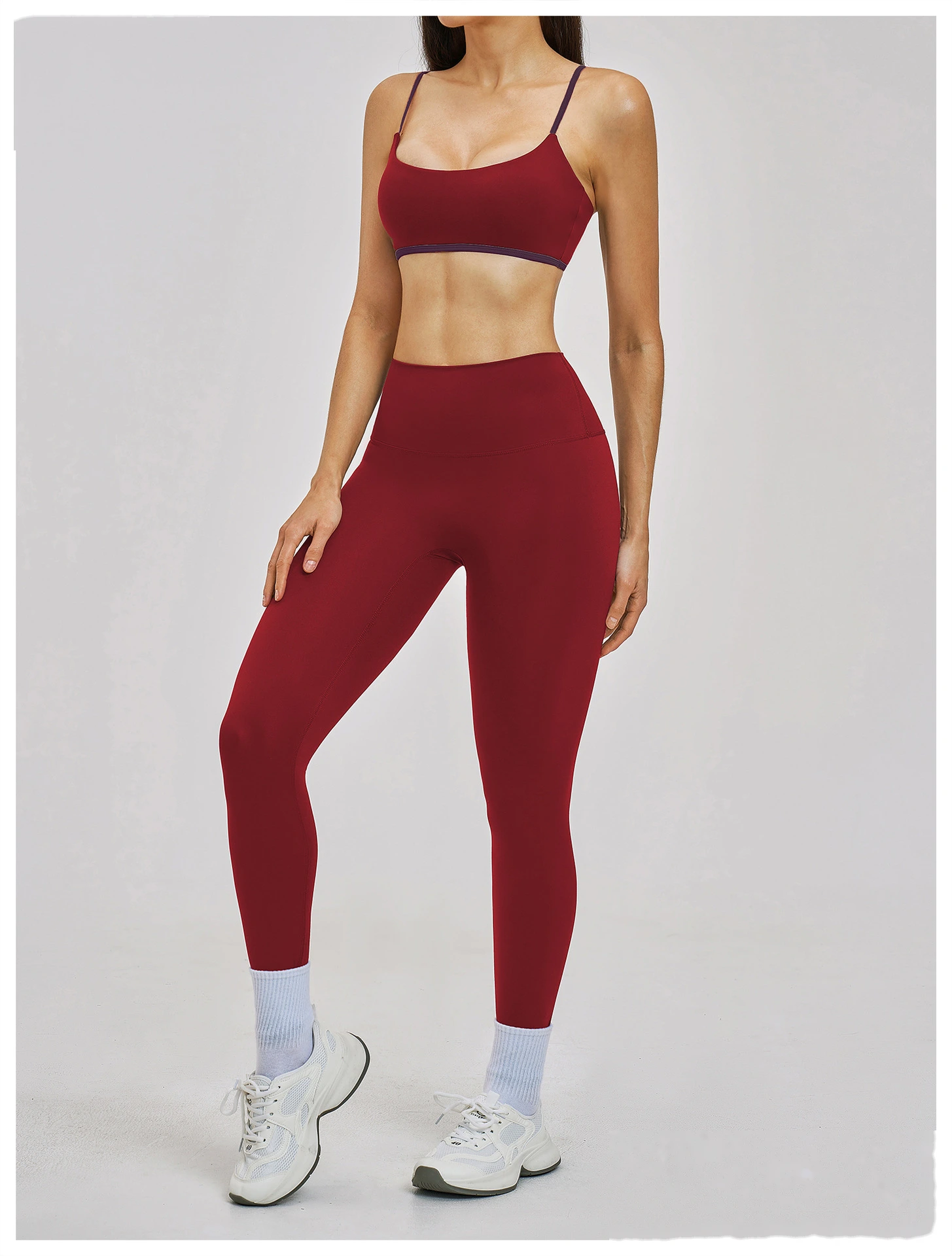 Custom Women’s Thin Shoulder Strap Beauty Back Sports Bra Fake Two Piece Tennis Skort Yoga Fitness Set detail