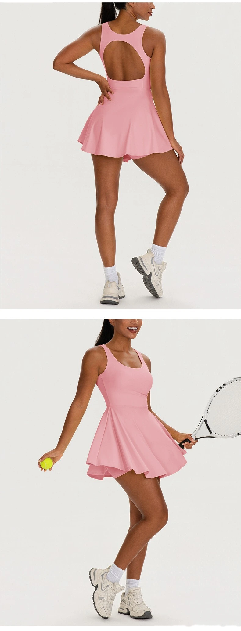 Custom Women's Tennis Sports Dress with Built-in Bra, One Piece Short Dress for Fitness Running Yoga Outdoor Activity detail