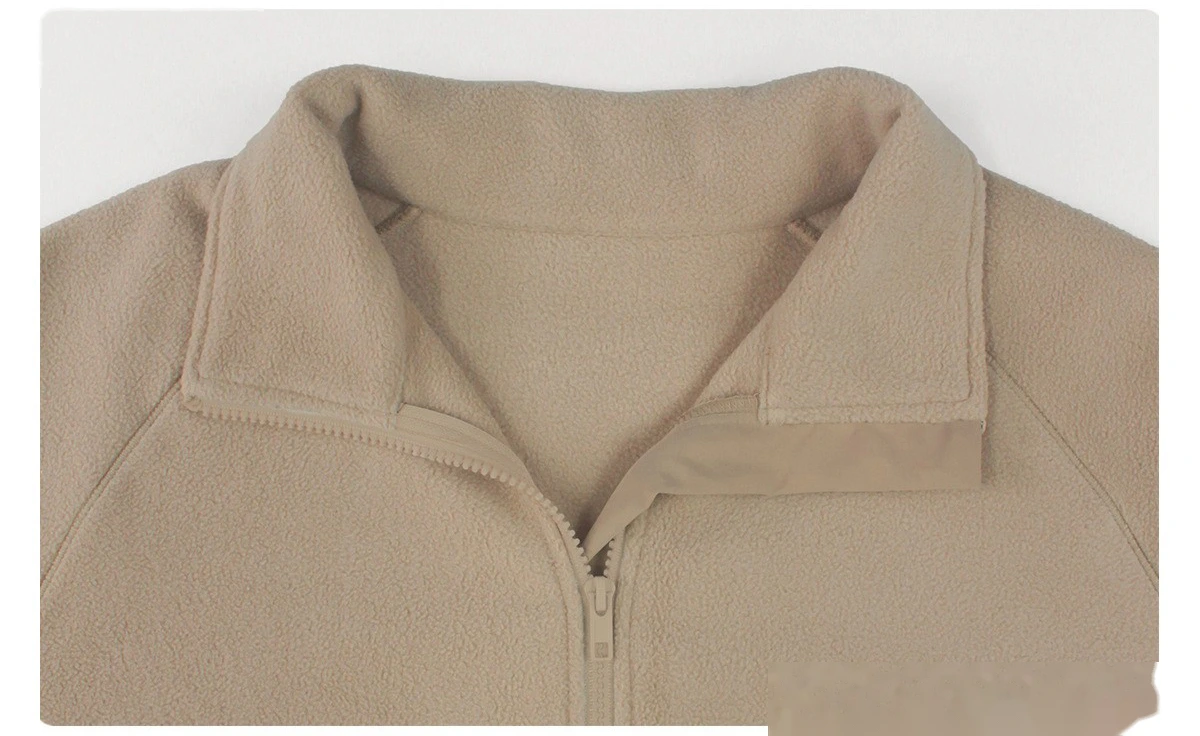 Bulk Custom Women's Fleece Jacket - Winter Warm Loose Fit Open-Front Sports Sweatshirt detail