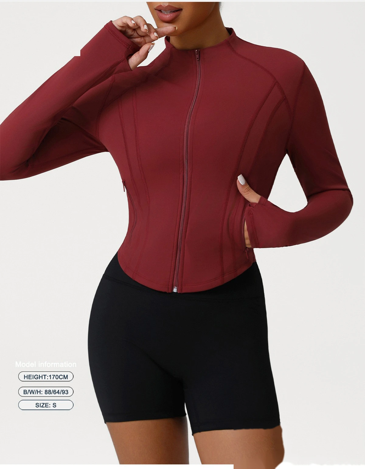 Custom autumn and winter Europe and the United States tight-fitting yoga fitness jacket women. detail