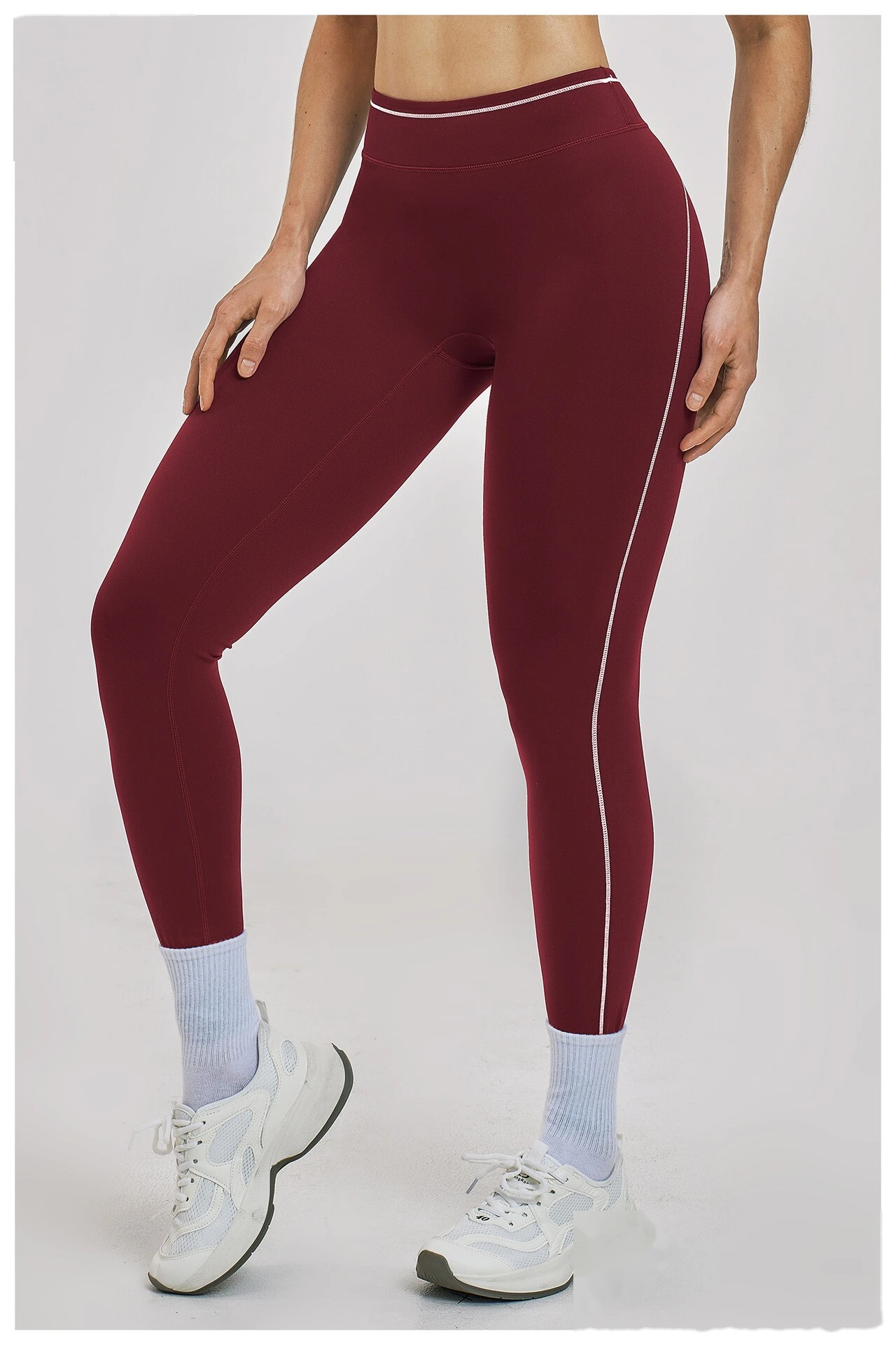 Custom Women’s High Waist Color Block Fitness Leggings Quick Dry Slim Workout Pants Running Sports Trousers detail
