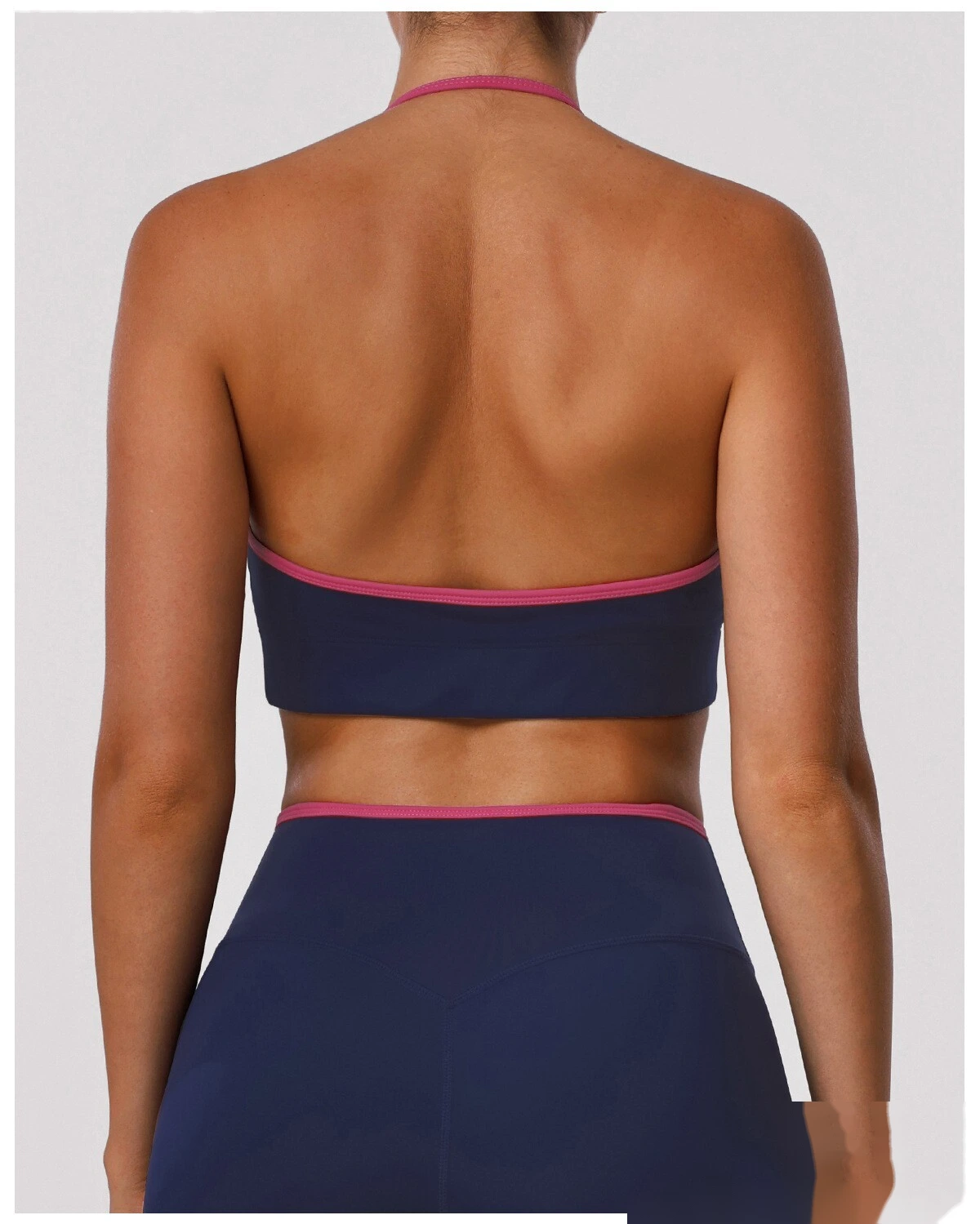 Women's Customizable Halter Neck Yoga Sports Bra Set - High-Elastic Comfortable Open Back Activewear for Yoga & Fitness detail
