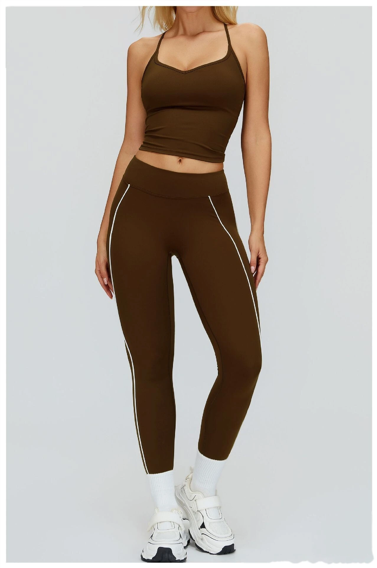 Custom Women’s Naked-Feel Tight Yoga Pants - Color Block High-Waisted Butt-Lifting Running Fitness Leggings detail