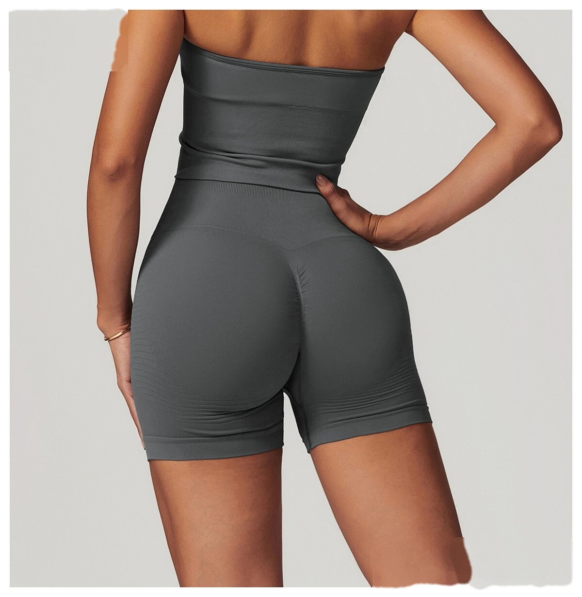 Custom Seamless High-Waisted Yoga Shorts - Women’s Butt-Lifting Peach Hip Tight Fitness Running Shorts detail