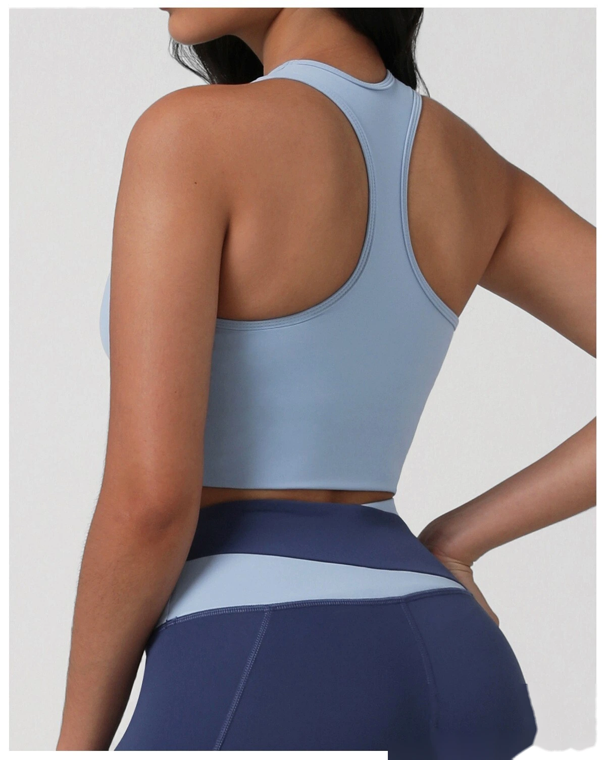 Custom High-Support Shockproof Yoga Bra - Color-Block Backless Tank Top with Pads for Running & Fitness Workouts detail