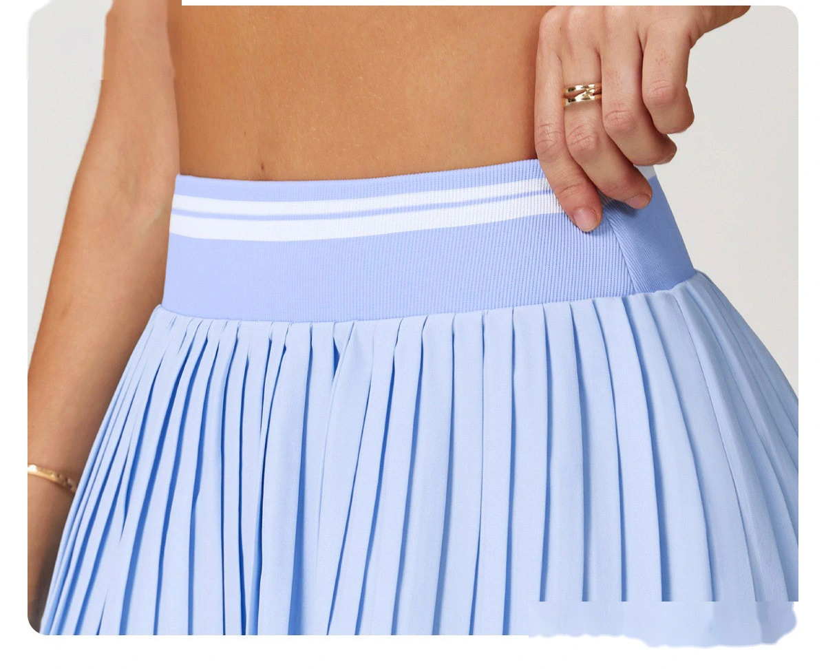 Customized contrast pleated skirt high waist A-shaped fitness skirt anti-exposure tennis skirt detail