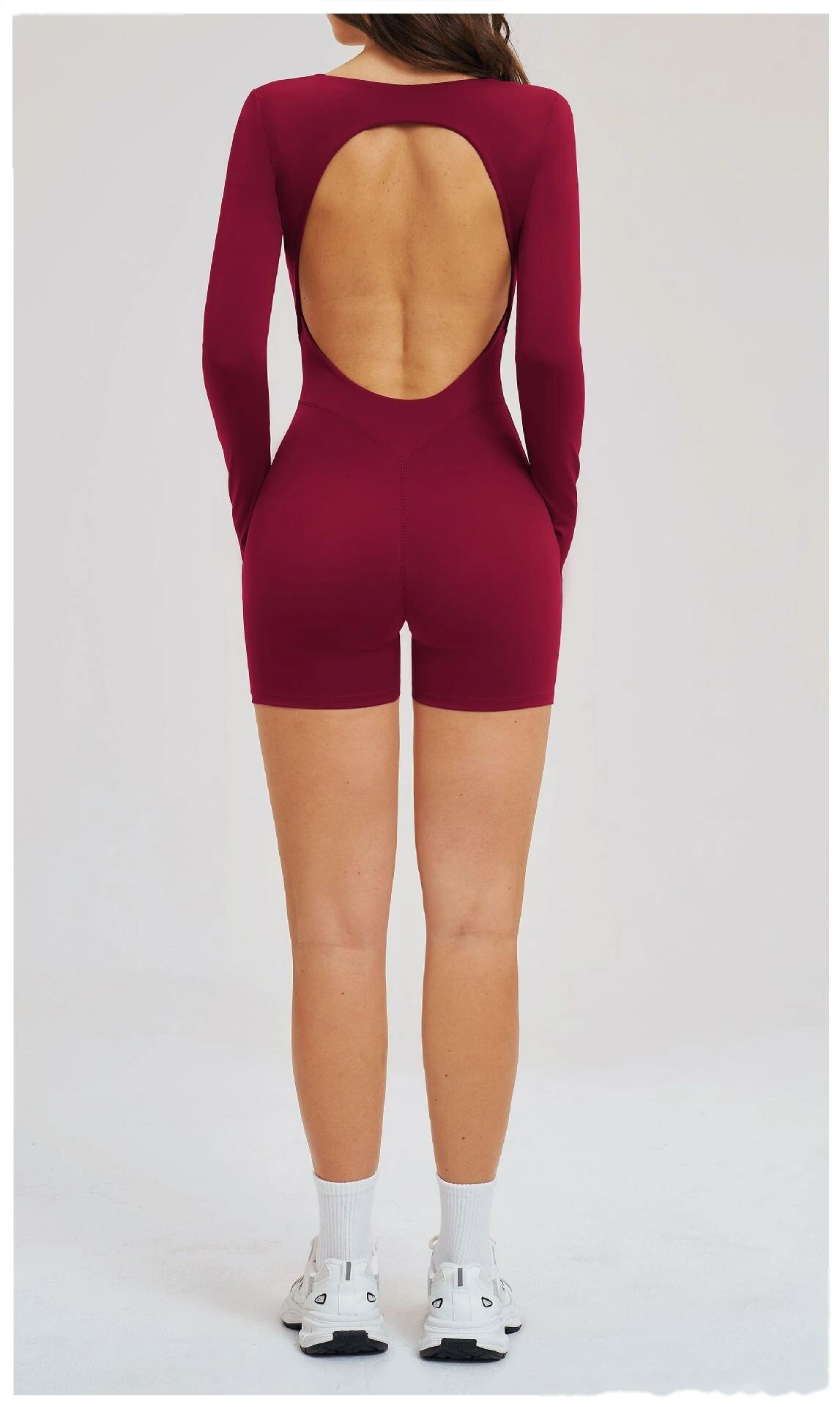 Women's Custom Hollow Out Open Back Tight Fitness Onesie - Long Sleeve Yoga Suit for Outdoor Running & Gym detail