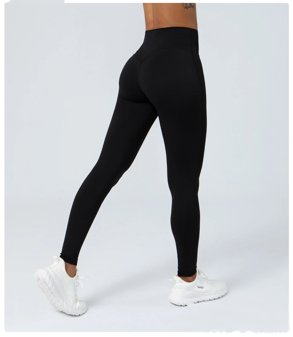 Custom nude yoga T-free embarrassing line fitness pants sports hip pants detail