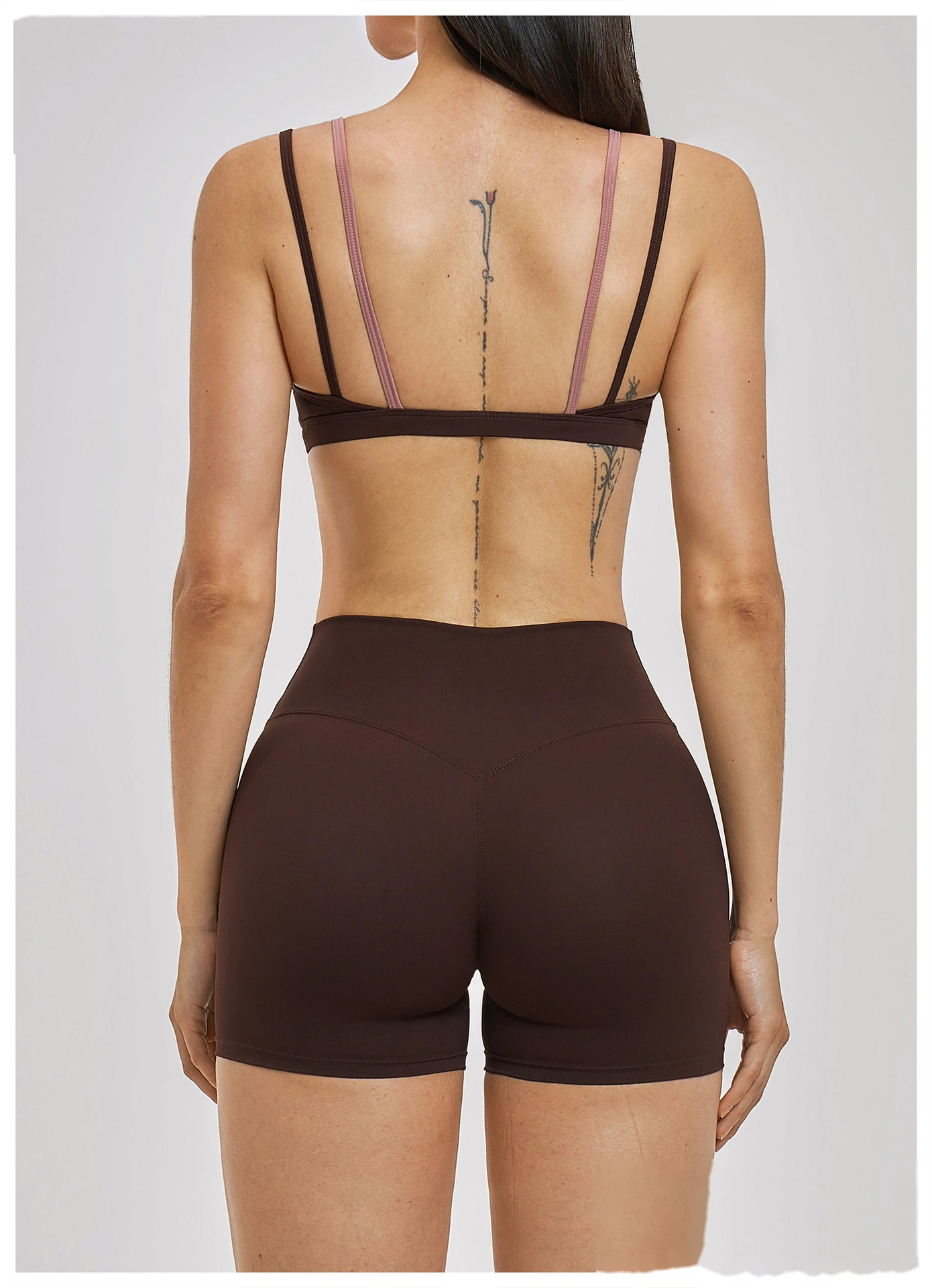 Women’s Fake Two-Piece Yoga Tank Top Set Crisscross Beauty Back Color Block Sports Shorts Active Wear detail