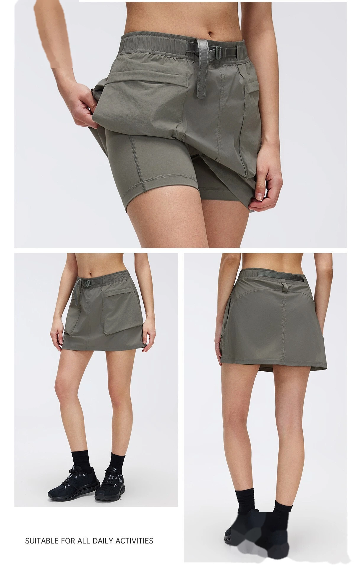 Bulk Custom High Waist Cargo Skirt - Women's Summer Breathable Slim Fit A-Line Casual Outdoor Skirt detail