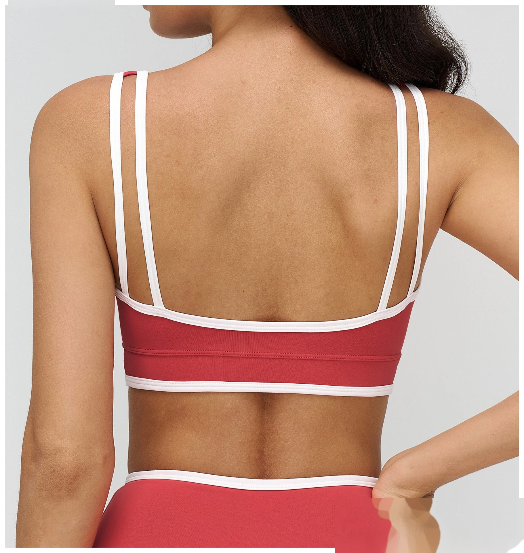 Custom Buttery Soft Yoga Set - Women's Color Block Tight Sports Bra for Outdoor Running & Fitness detail