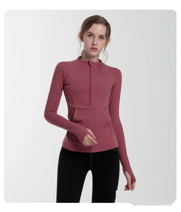 Customized Slim-Slim Long Sleeve Fitness Jacket for Sports and Leisure Yoga detail