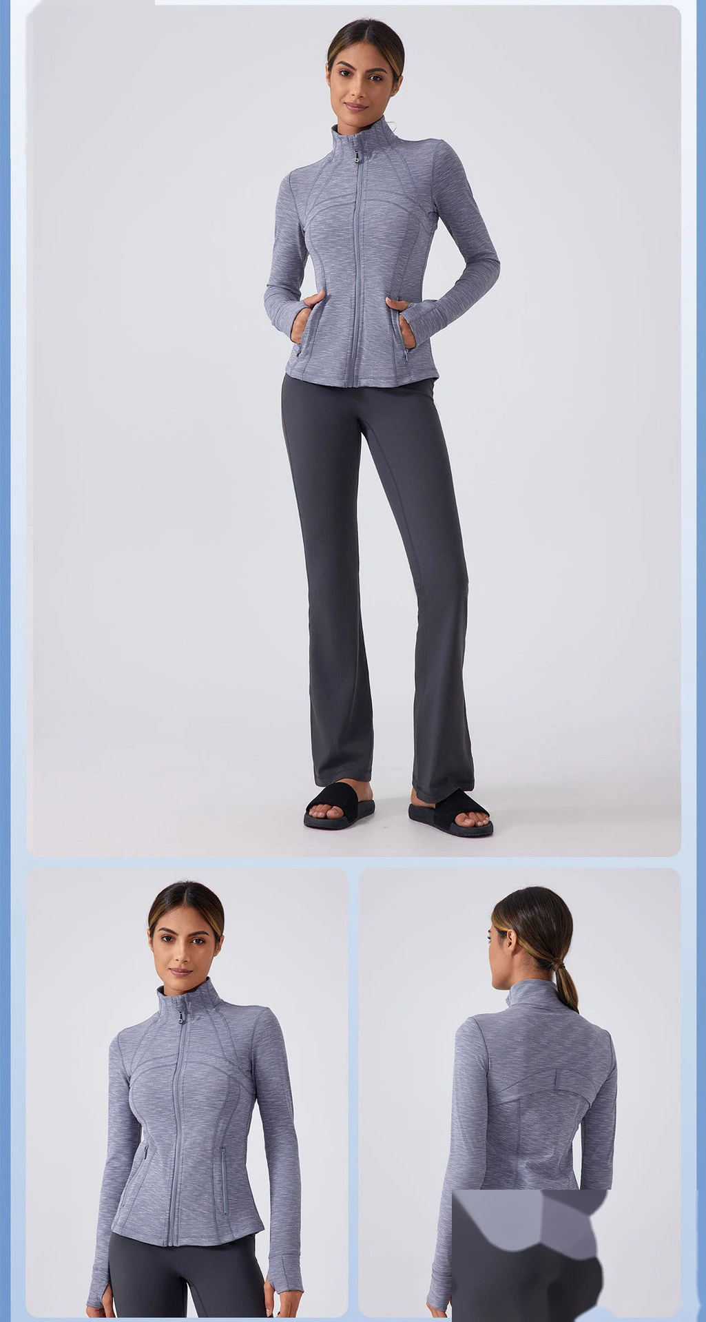 Custom-made women's running and cycling sports long-sleeved slim collar sports yoga fitness suit jacket detail
