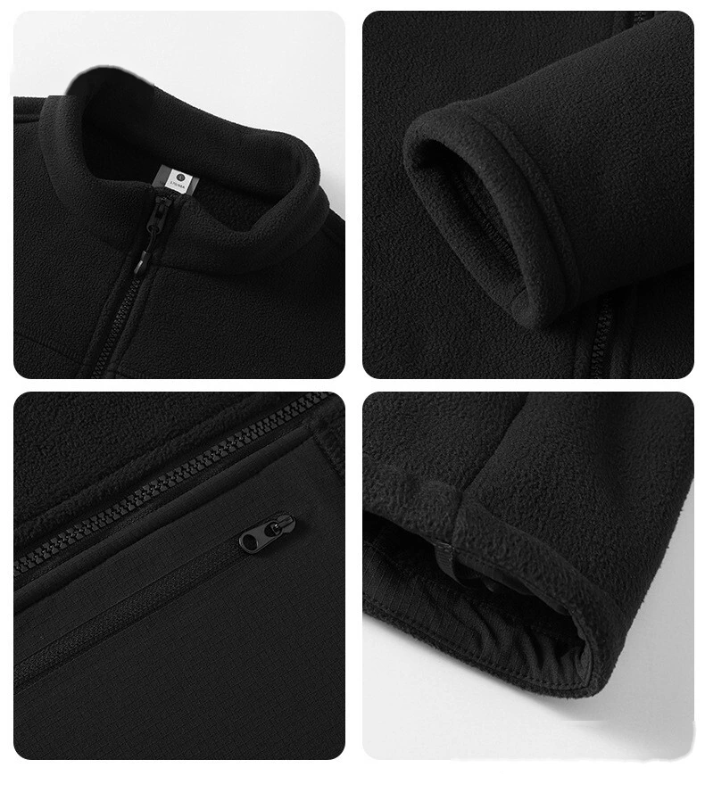 Customizable Men's New Fleece Cardigan | Stand Collar Zipper, Warm Outdoor Style, Ideal for Hiking & Sports detail
