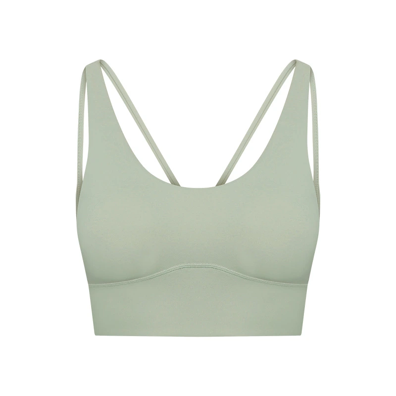 Womens sports bras V neck criss cross strappy gym workout bra detail