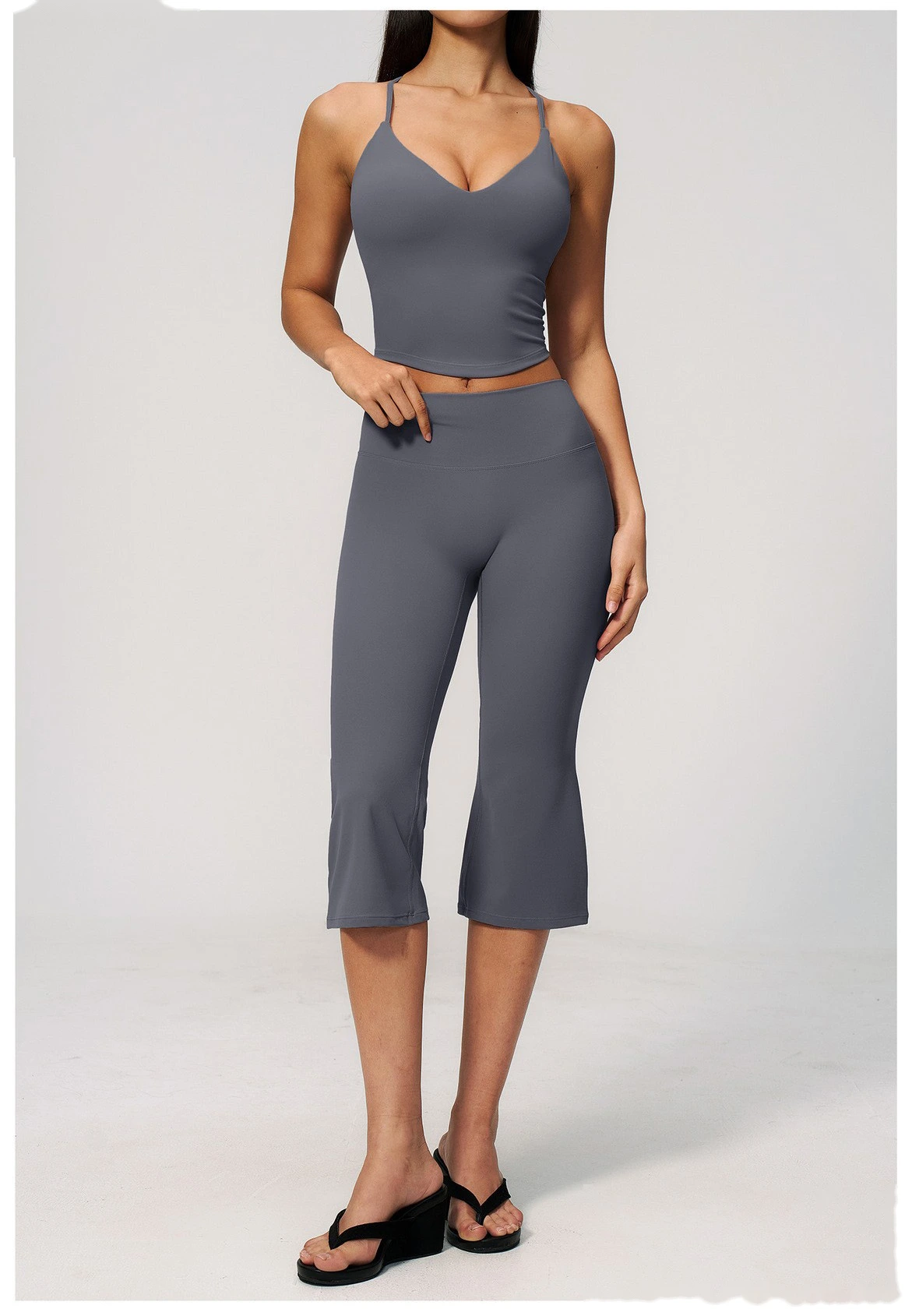 Yoga pants with creamy feeling, high waist, hips and abdomen, fitness exercise, cropped pants/yoga suit detail