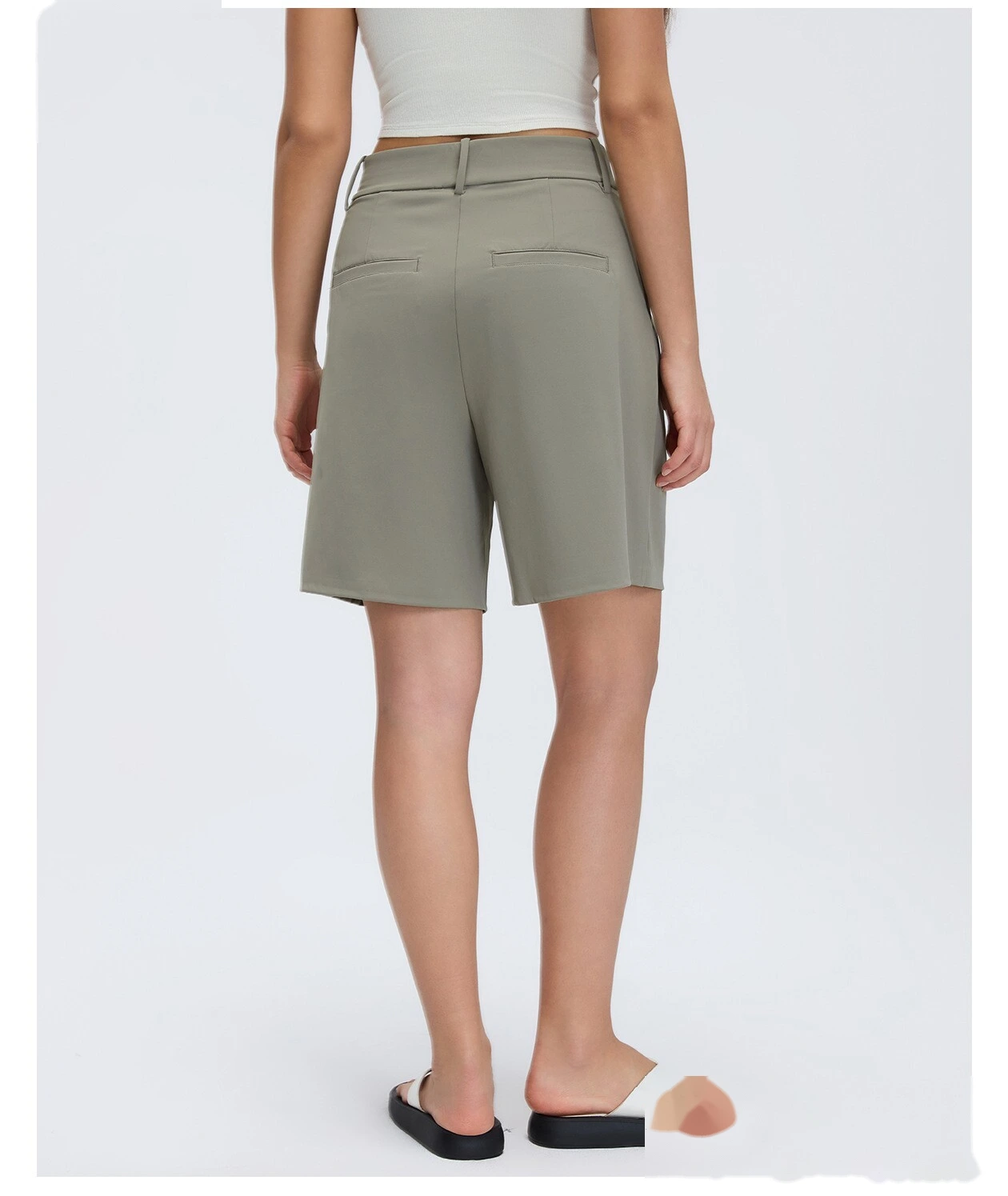 Bulk Custom High-Waisted Dressy Shorts - Women's Loose Wide-Leg Solid Color Suit Bermuda Pants detail