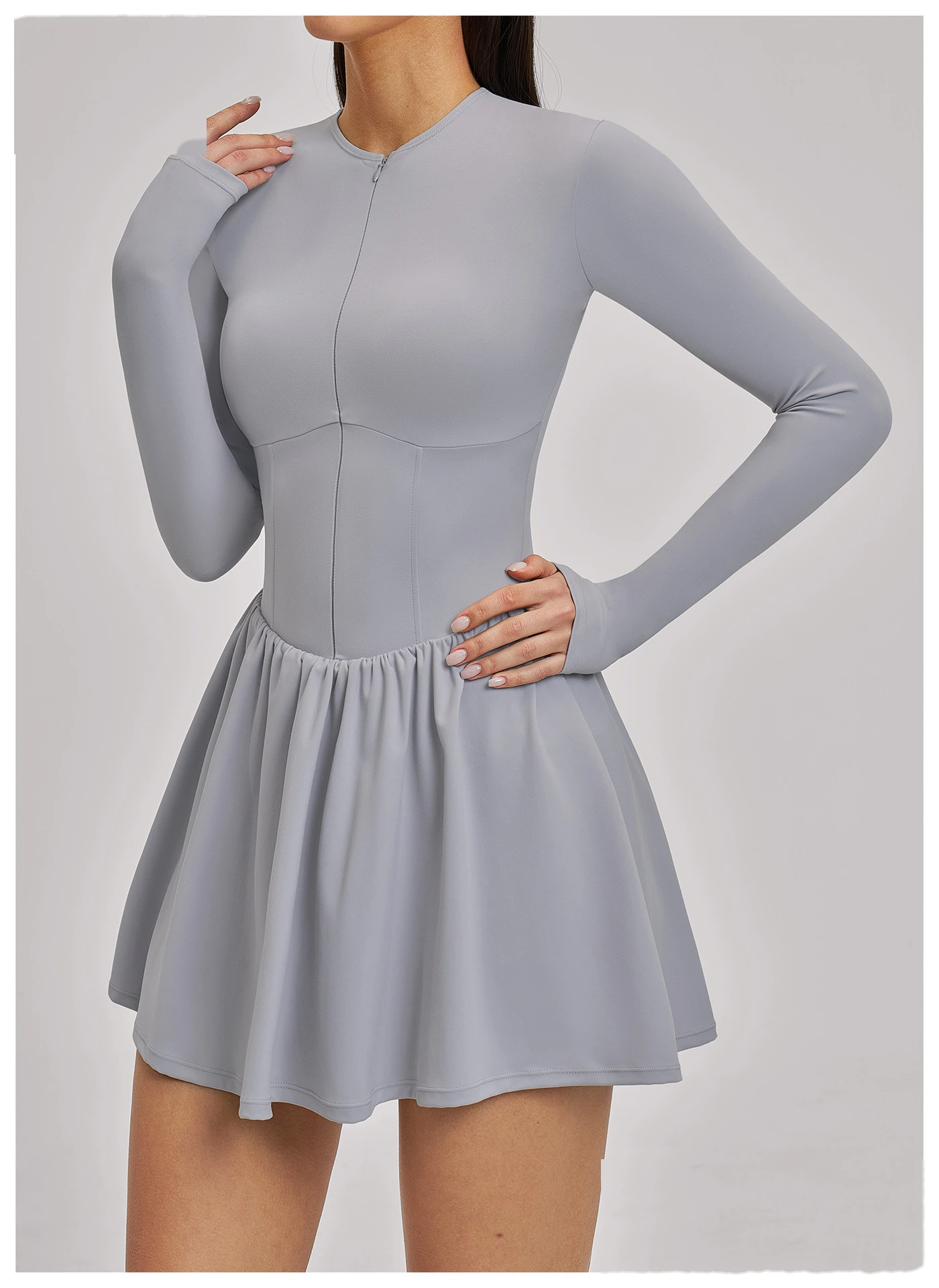 Custom Women’s Fake Two Piece Tennis Skort High Waist Running Workout Skirt with Built-in Shorts detail