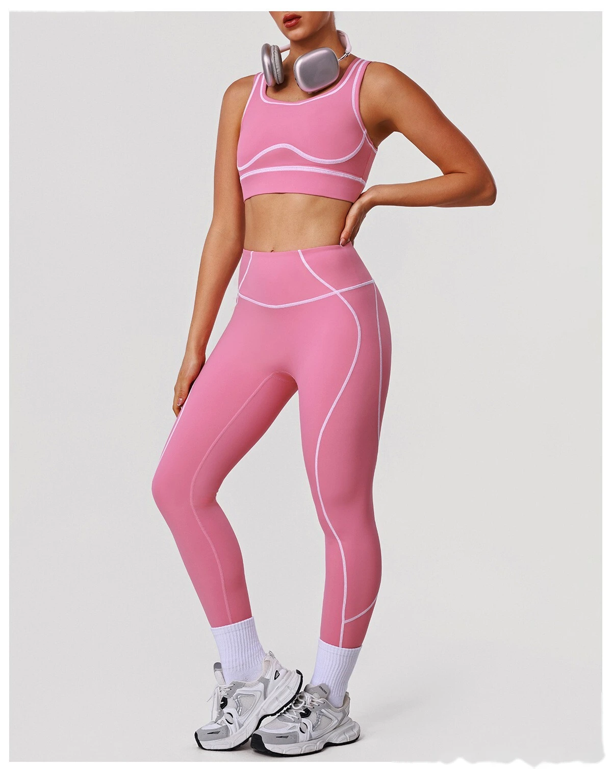 Bulk Custom Women's Yoga Leggings - High-Elastic Color Block Buttery Soft Fitness Pants detail