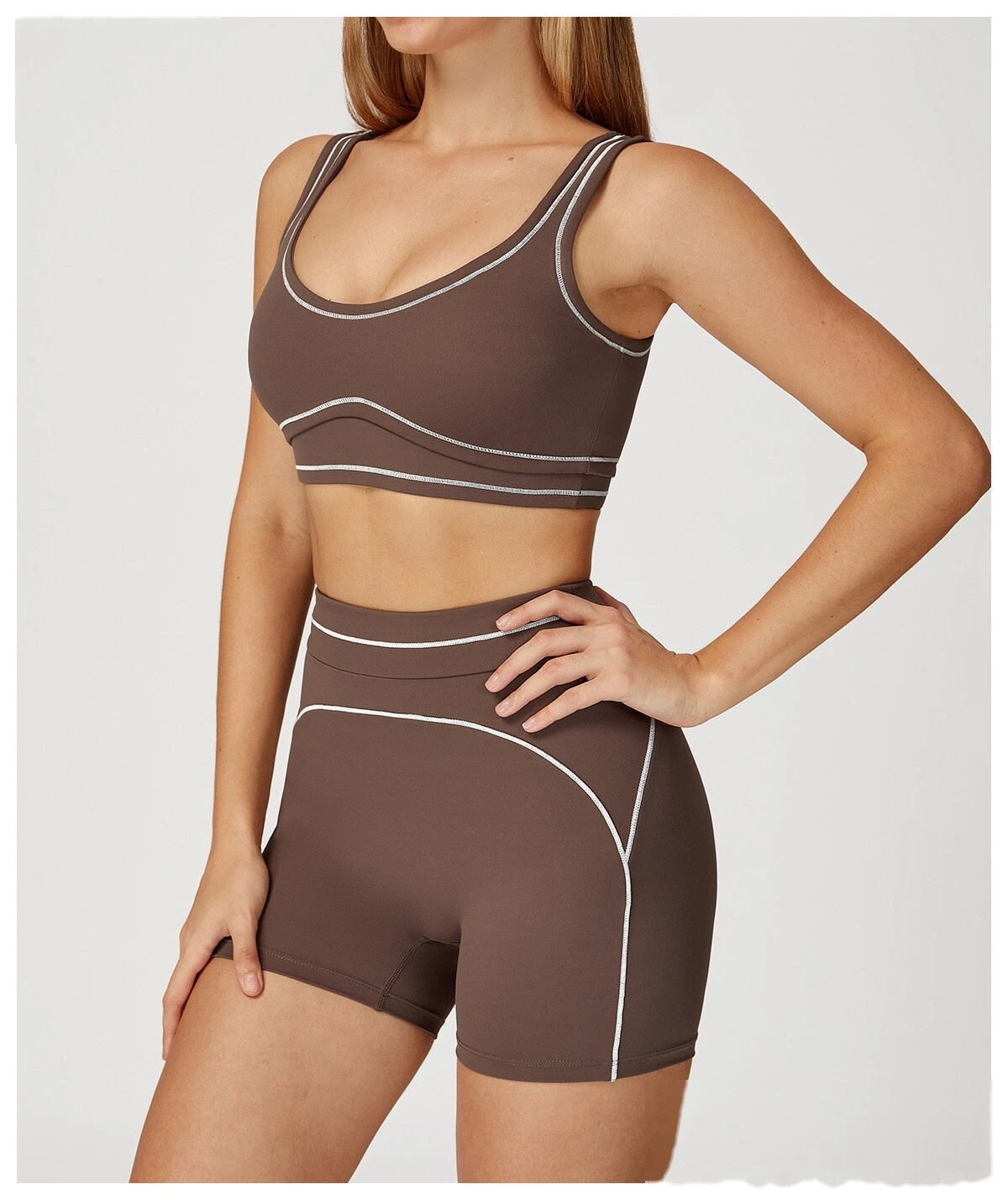 Customized contrast sanding yoga bra U-back sports bra running fitness yoga clothes detail