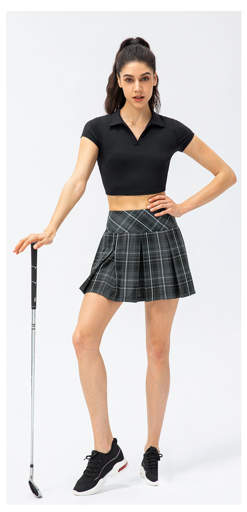 Womens tennis skirts elastic athletic golf skorts with pockets detail