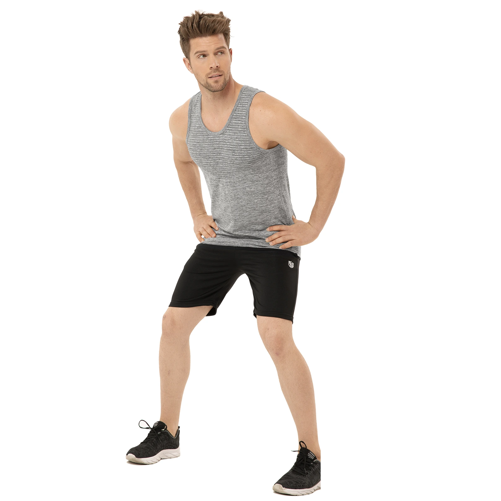 Soft and high elastic men's knitted vest, tight-fitting sports coat and sleeveless vest detail