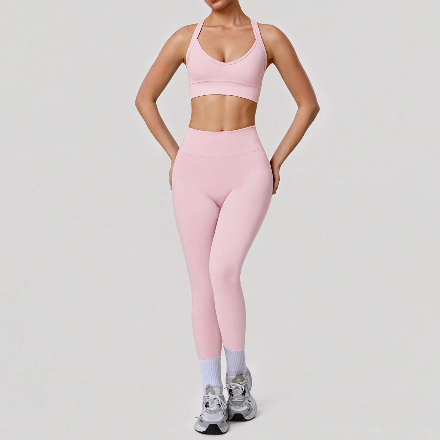 Custom Nude-Feel Yoga Set - Women's Push-Up Sports Bra & High-Waisted Butt-Lifting Slimming Leggings detail