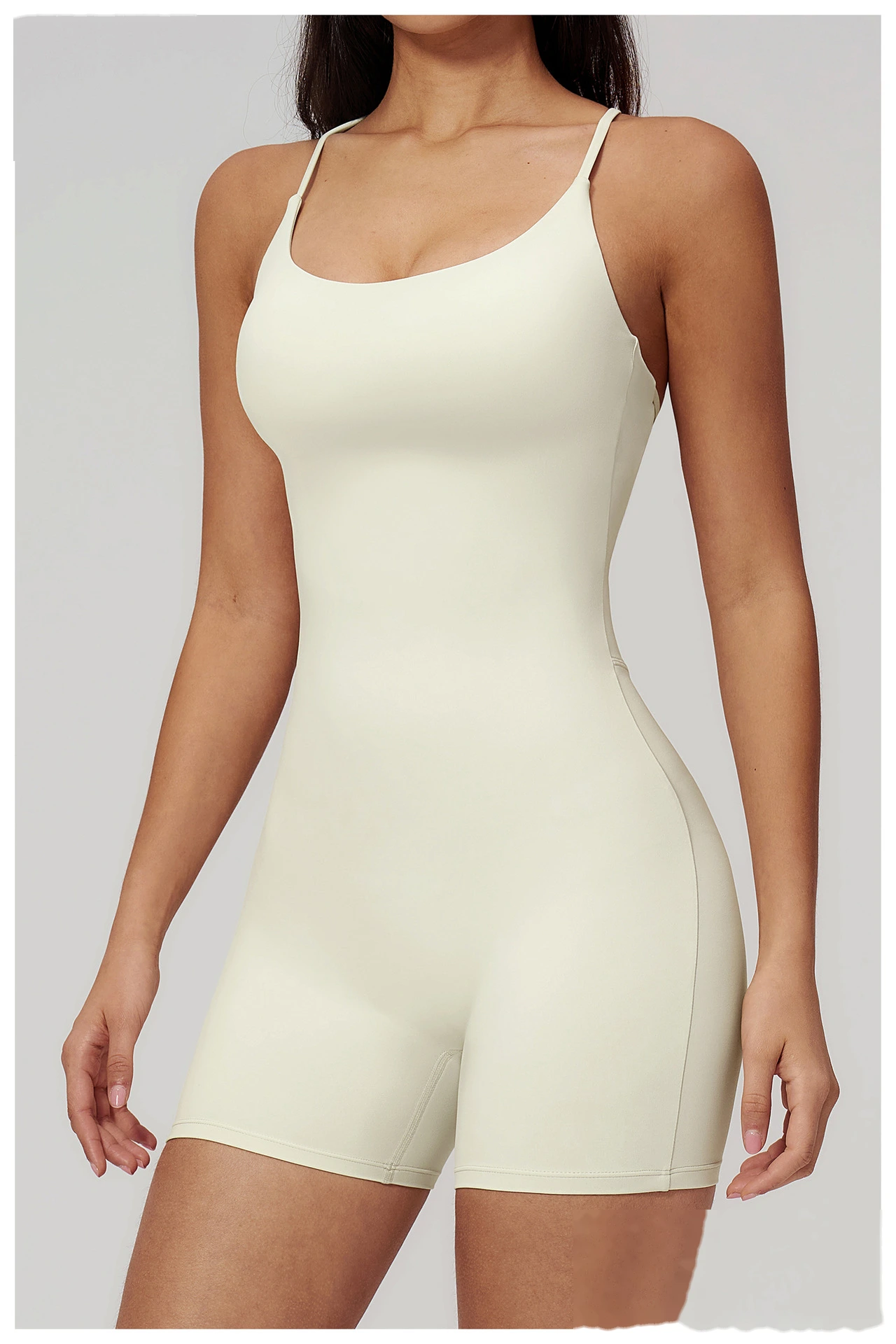 Backless Ruched Flared Leg Yoga Jumpsuit, Custom Butt Lifting Slim Fitness Dance One Piece Sports Wear detail