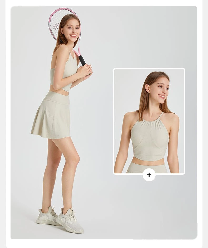 Women 2 in 1 tennis skirt high waist running badminton pleated skirt detail