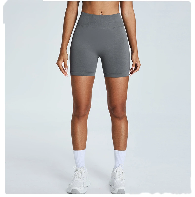 Seamless yoga shorts women's three-point high waist sweatpants nude quick-drying fitness yoga clothes - allni detail