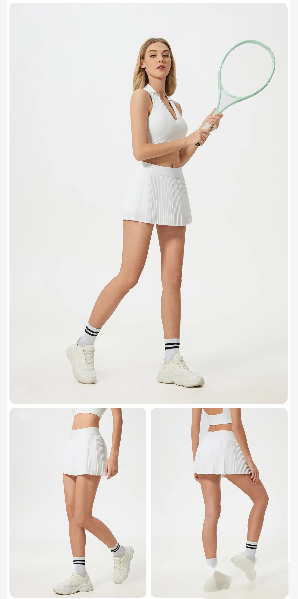 Customized yoga fitness overskirt soft and stylish anti-exposure two-piece tennis skirt detail