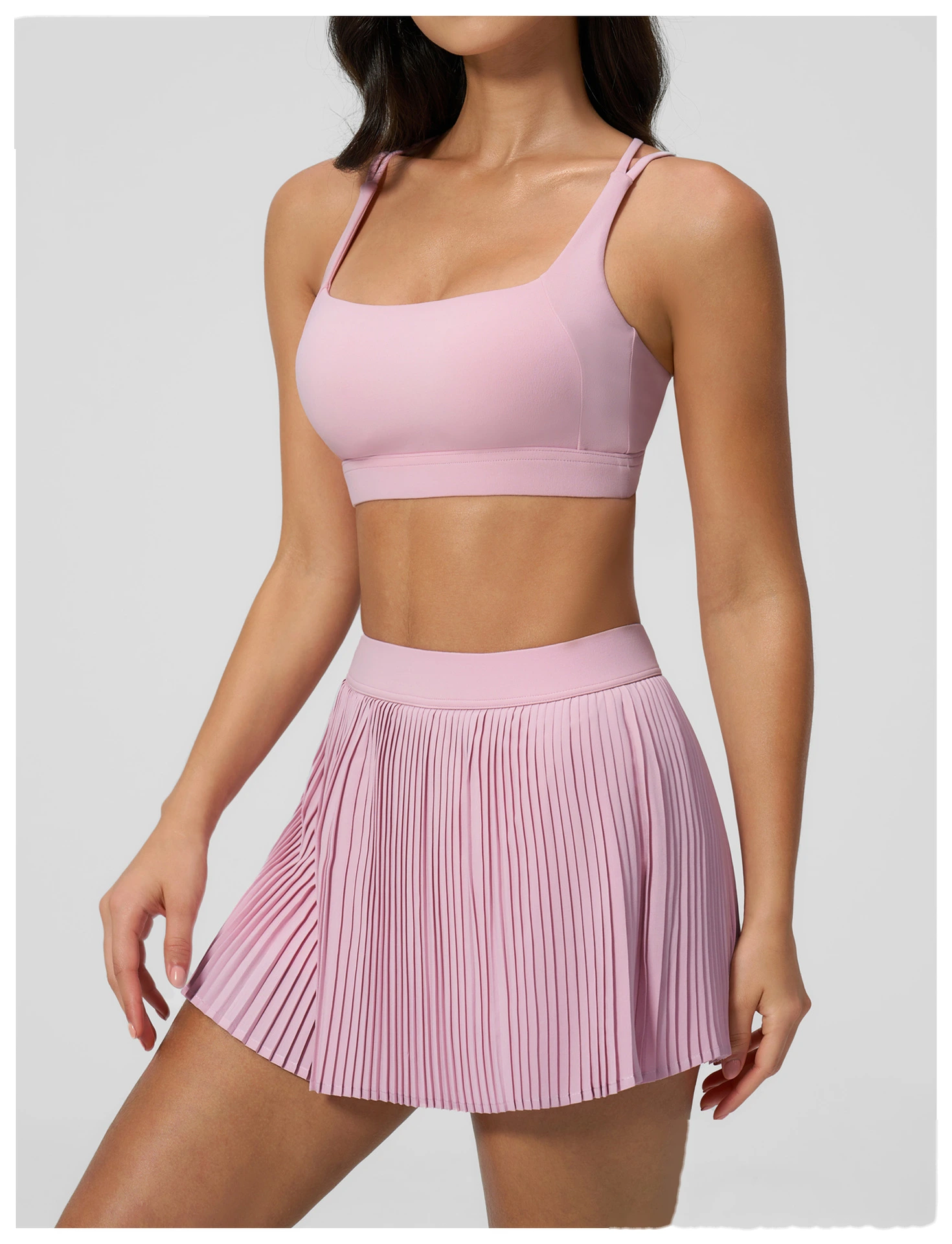 Women's Yoga Outfit Set, Sexy Beauty Back Sports Bra and Quick Dry Fitness Tennis Skirt Workout Suit detail