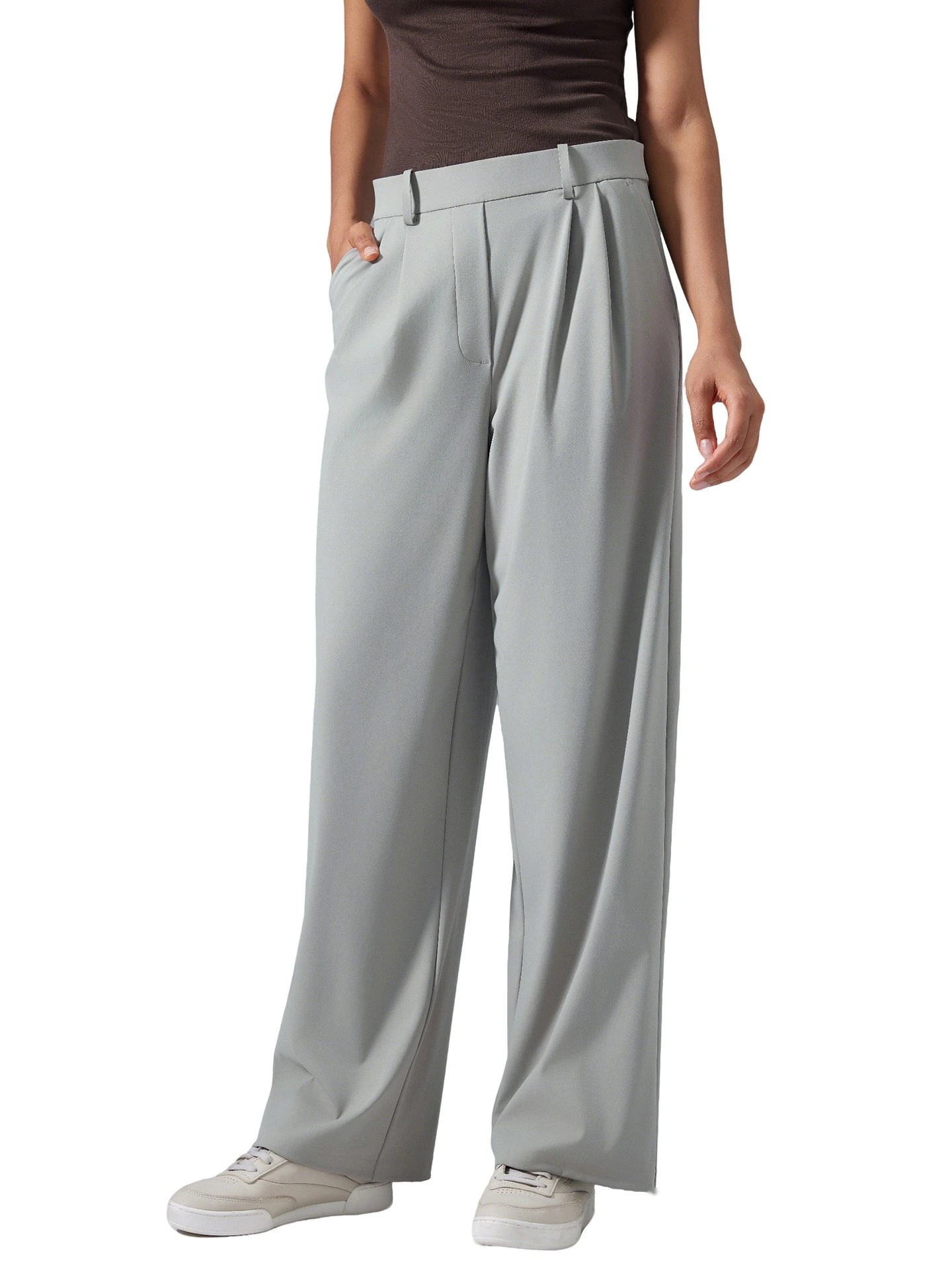 Customized women's loose wide-leg pants with high waist drape breathable straight pants sports casual pants. detail