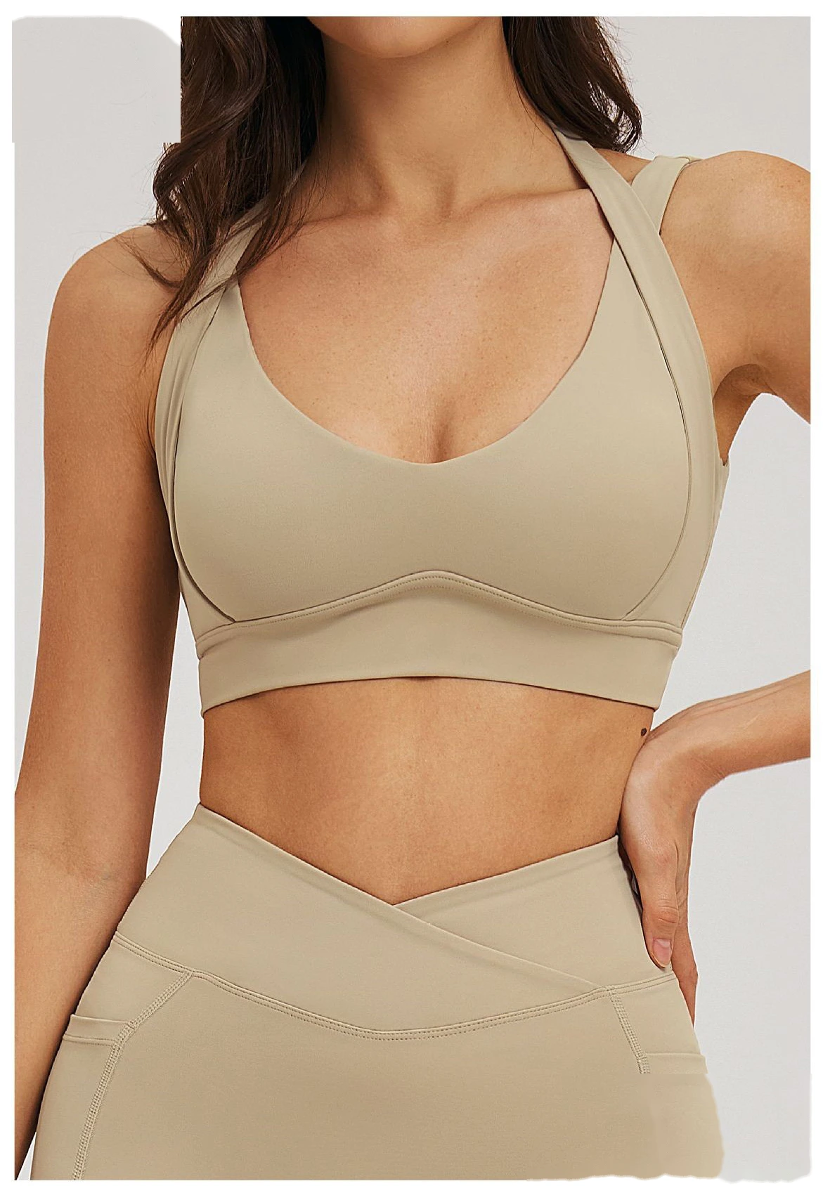 Premium Nude Sensation Sports Bra Women Custom Elegant Open Back Yoga Running Workout Bra detail