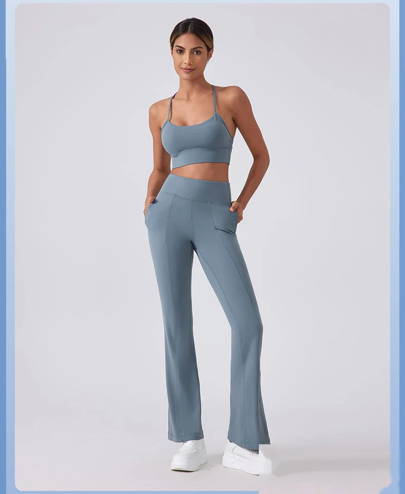 Custom-made women's high-waist hip-lifting wide-leg bell-bottoms exercise fitness yoga pants without embarrassment. detail