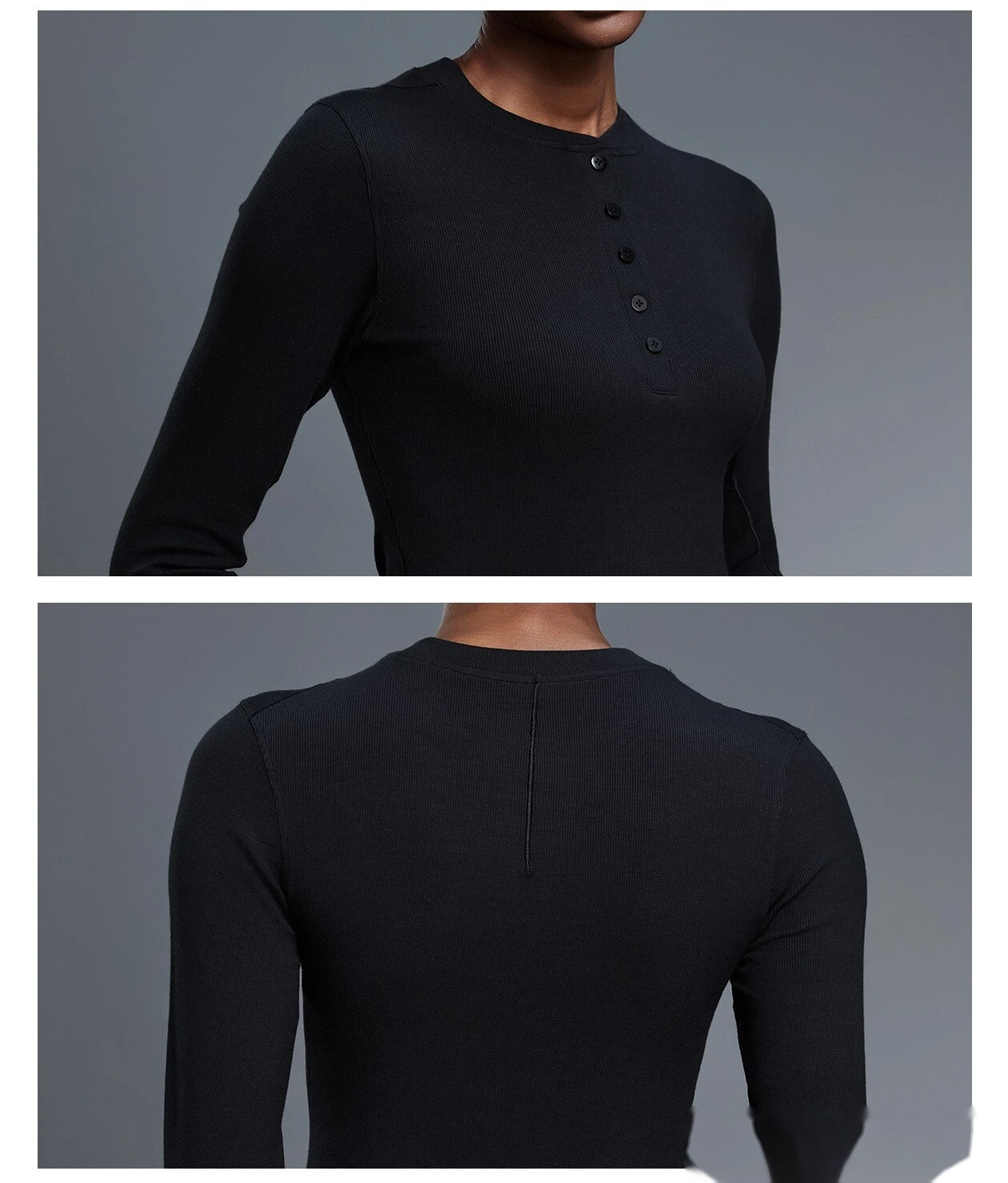 Customized Henry shirt modal skin-friendly sports shirt fitness yoga long sleeve T-shirt women detail