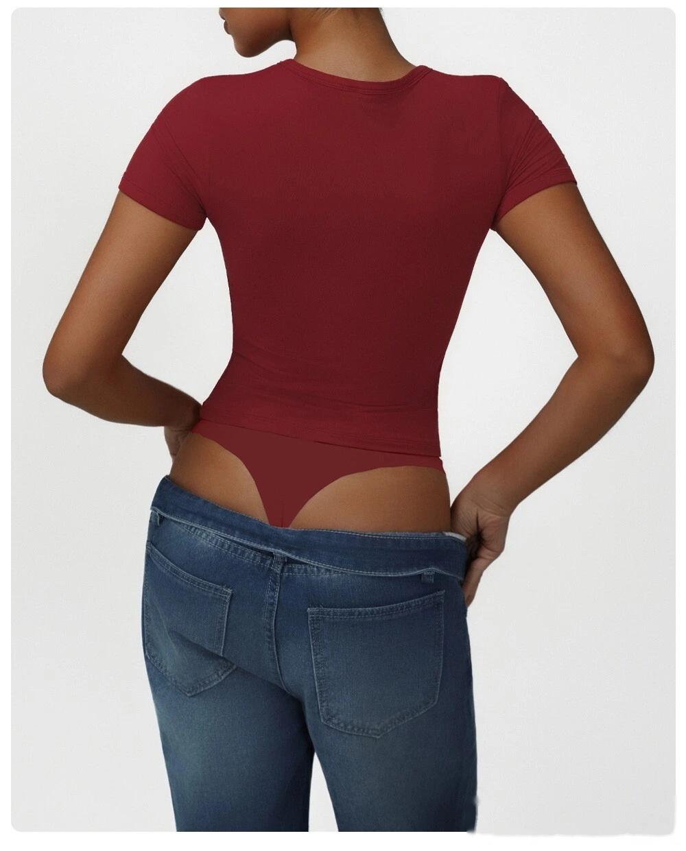 Custom tight fashion casual sports T-shirt small V-neck sexy high-elastic yoga clothes short-sleeved shirt detail